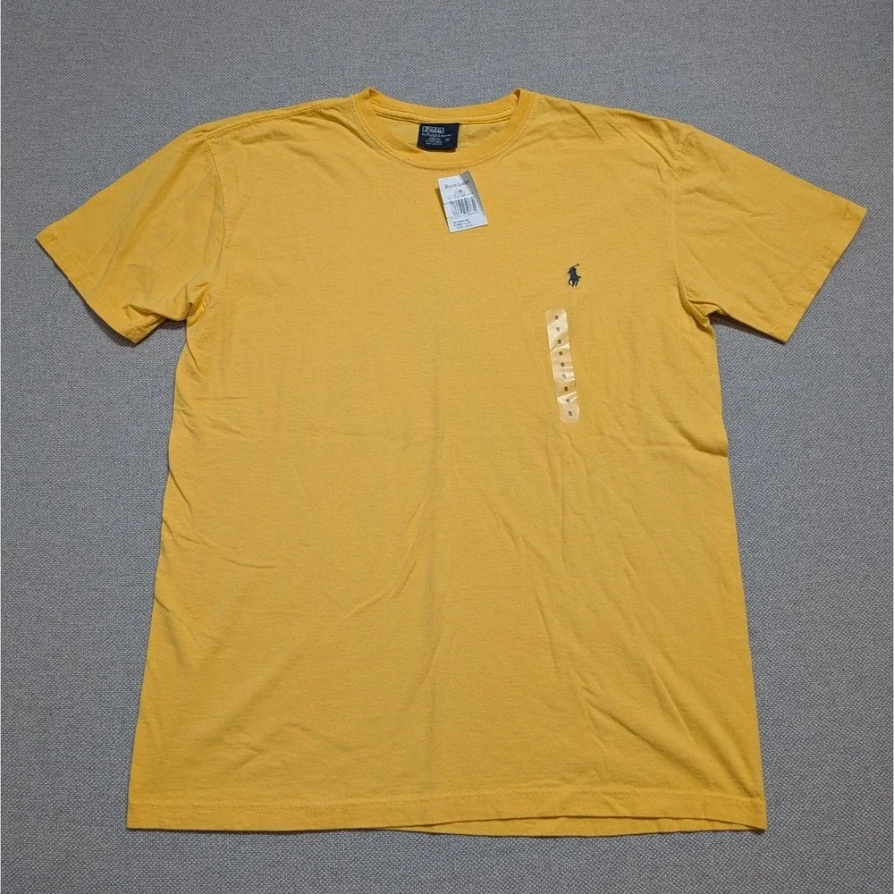 Polo Ralph Lauren Men's Yellow Small Crew Neck 100% Cotton T-Shirt Pony Logo NWT